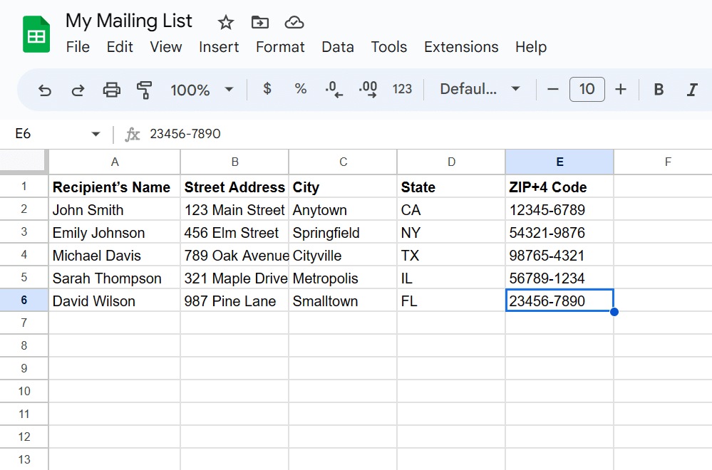 How to create a basic mailing list in Google Sheets