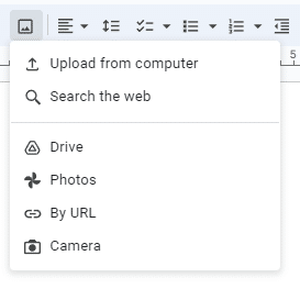 Go to the image icon and choose Upload from Computer.