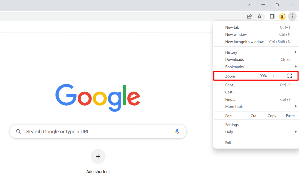 Adjusting zoom options in Google Chrome