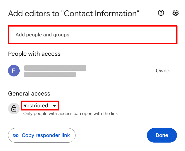 Add editors to a Google Form