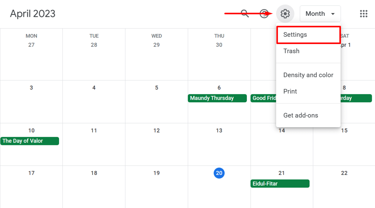 Embed Google Calendar in Notion—Google Calendar settings