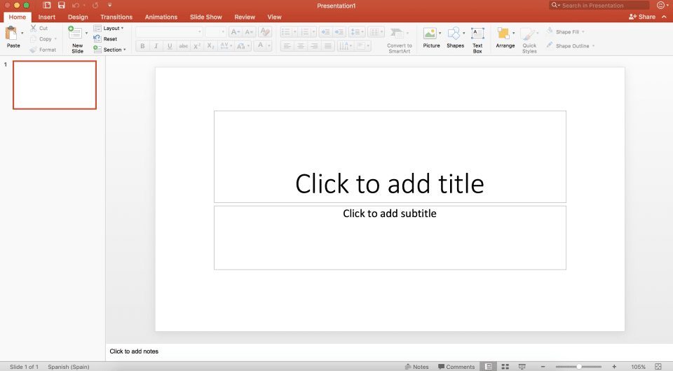 New presentation on Microsoft PowerPoint