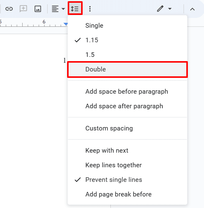 How to double-space Google document for APA format