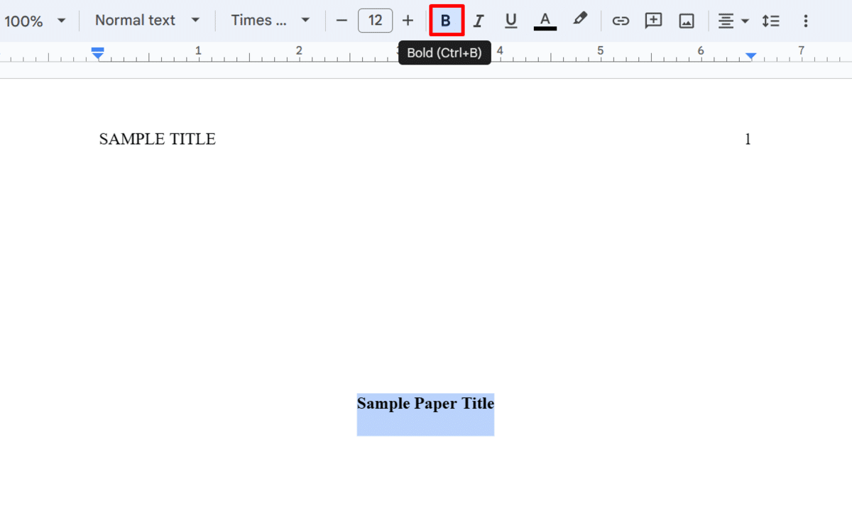 Bold button on Google Docs