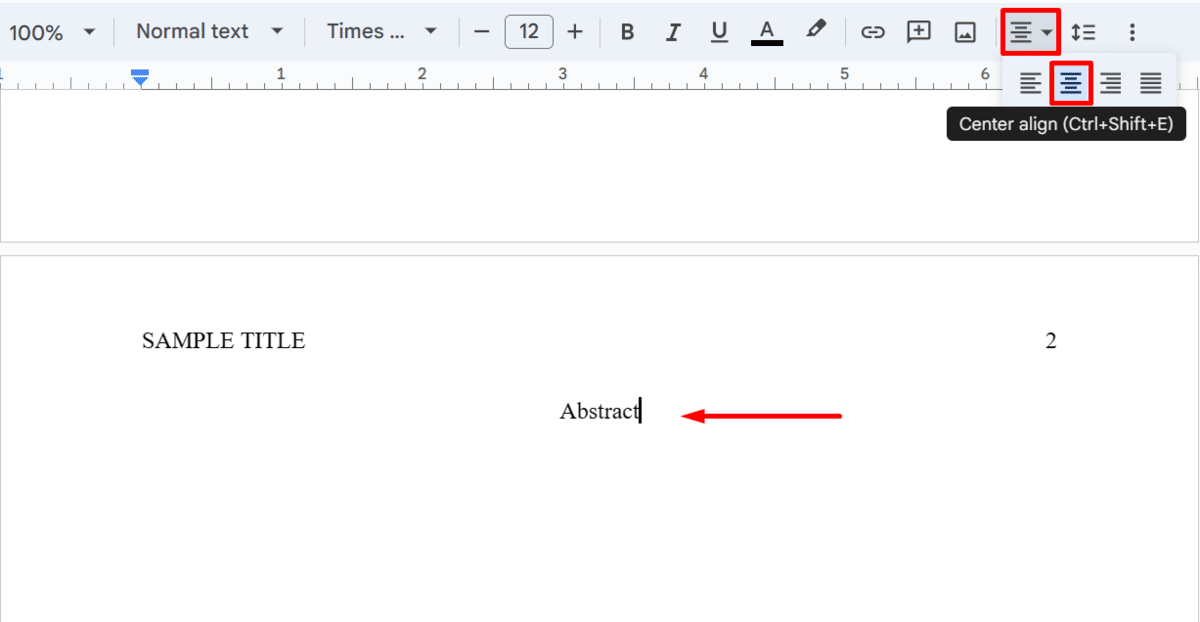 How to create an APA abstract page in Google Docs