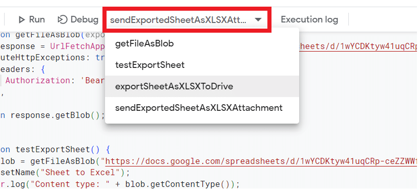 Click the drop-down for the functions and run each function individually.