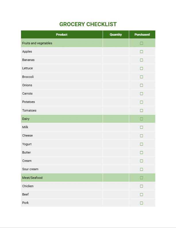 Grocery Checklist screenshot