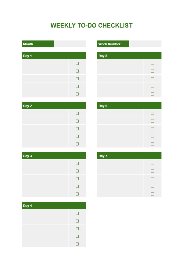 Weekly To-Do Checklist screenshot