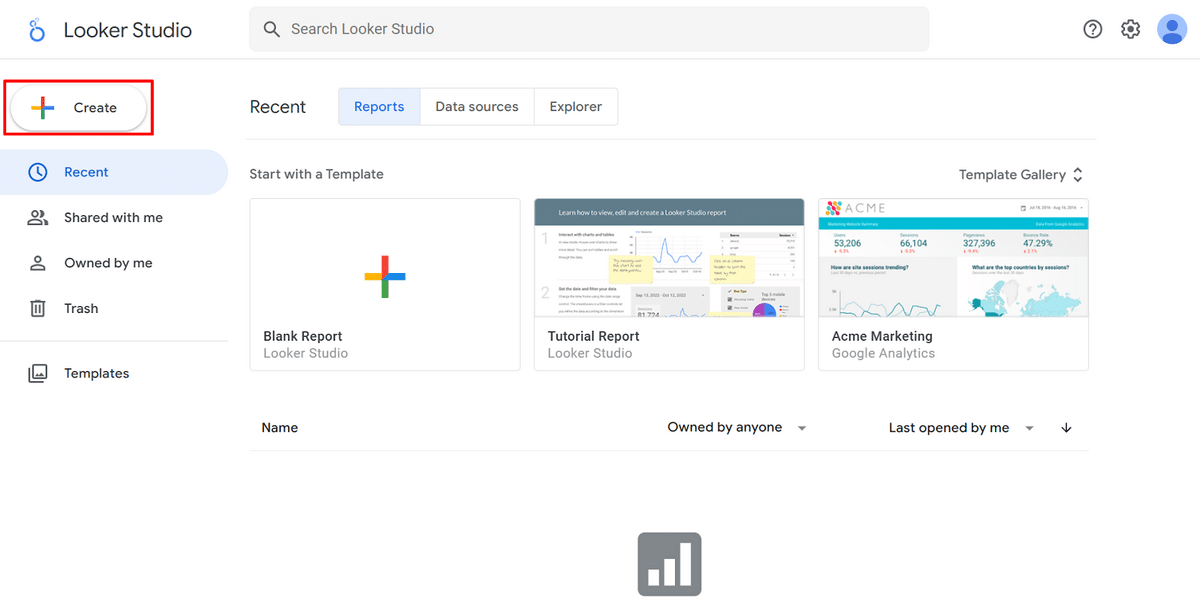 Create button in Google Data Studio dashboard