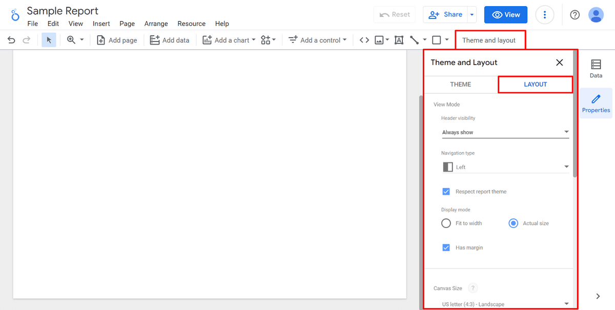 Adjusting the layout on your Data Studio report