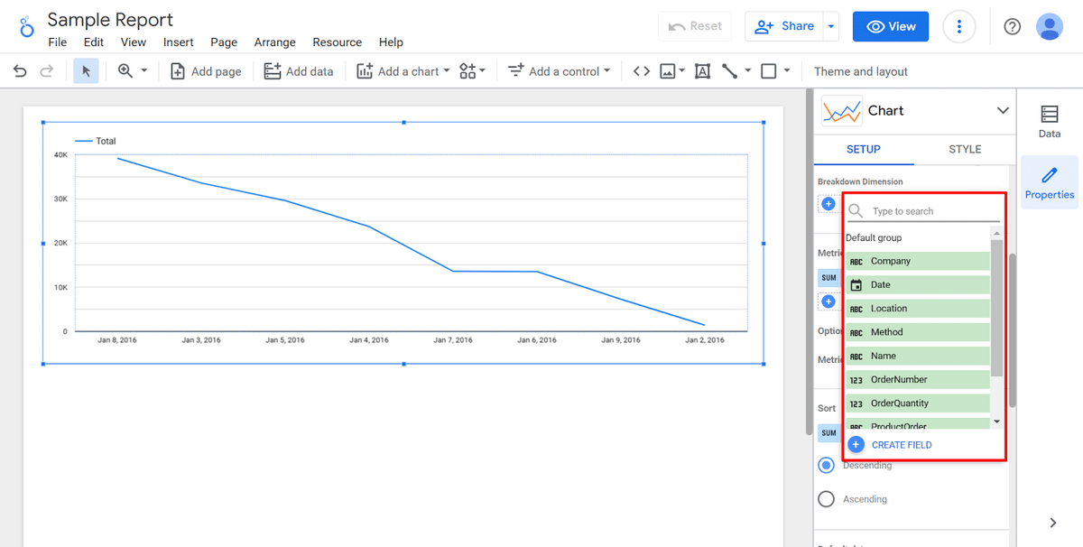 Adding a breakdown dimension to your line chart