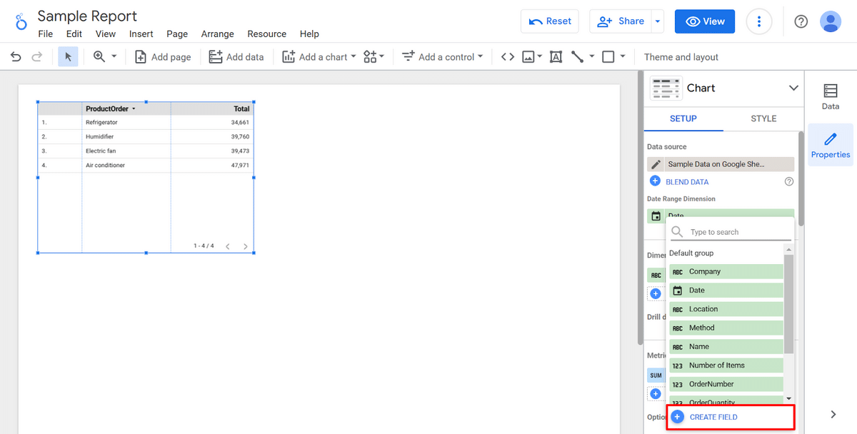 Using the CREATE FIELD on Google Data Studio