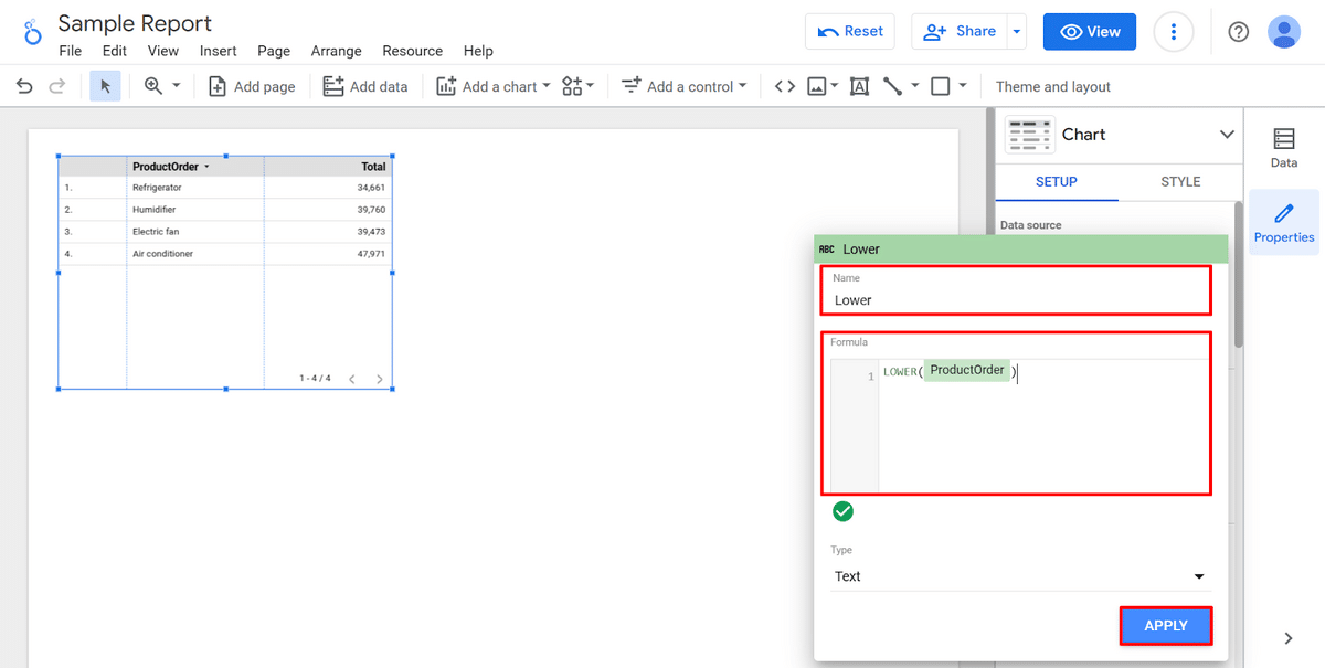 Entering a formula for a calculated field