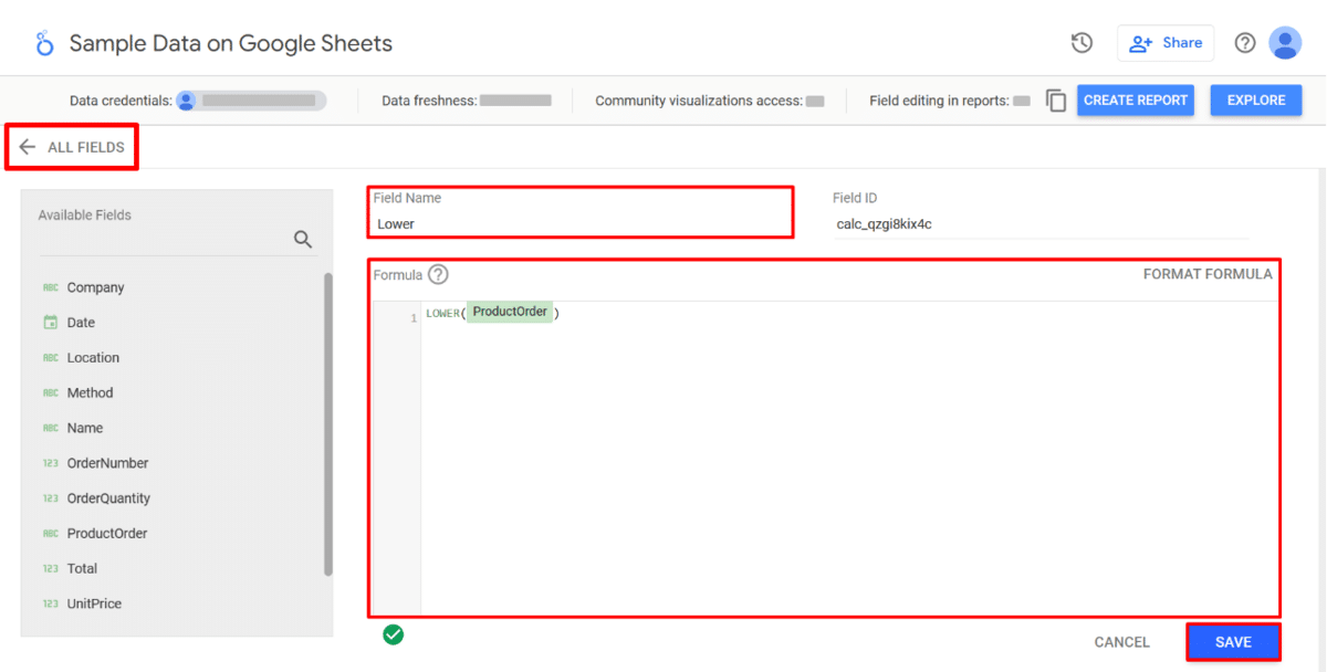 Filling out the details for a calculated field on Data Studio