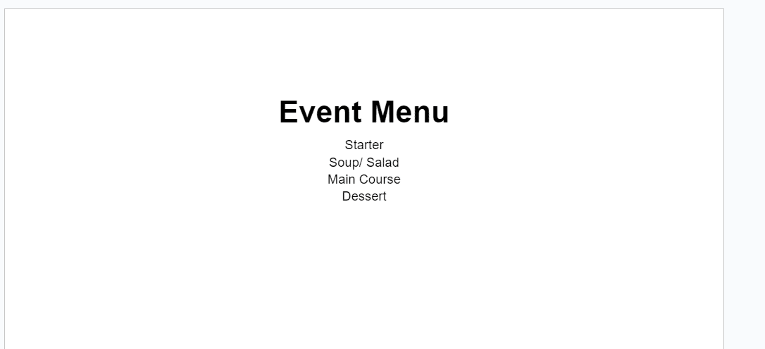 Create the sections for your food items.