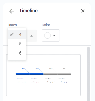 Choose the number of dates you want to have in your timeline in the dates dropdown.