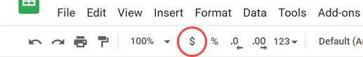 Click on Format as currency option