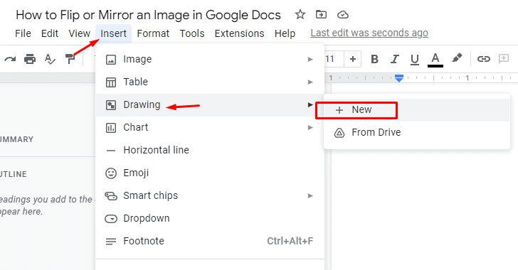 Flip an image in GDocs with right-click