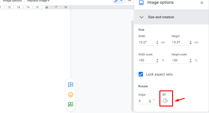 How to rotate image in Google Docs