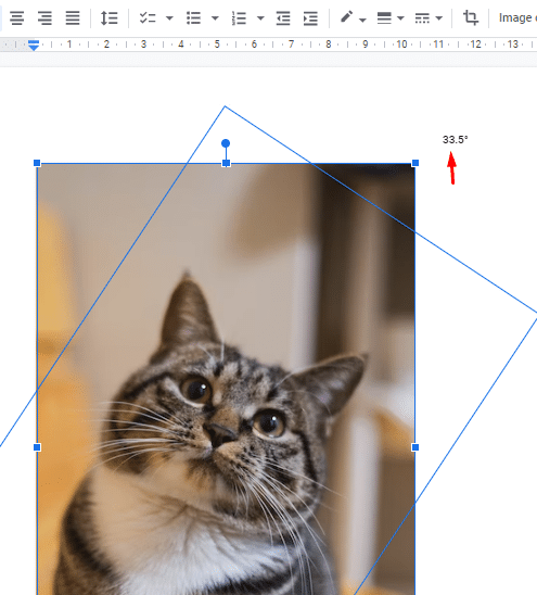 Rotating an image using the blue circle in GDocs