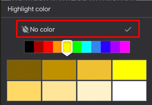 How to Highlight in Google Docs - no color Google Docs mobile