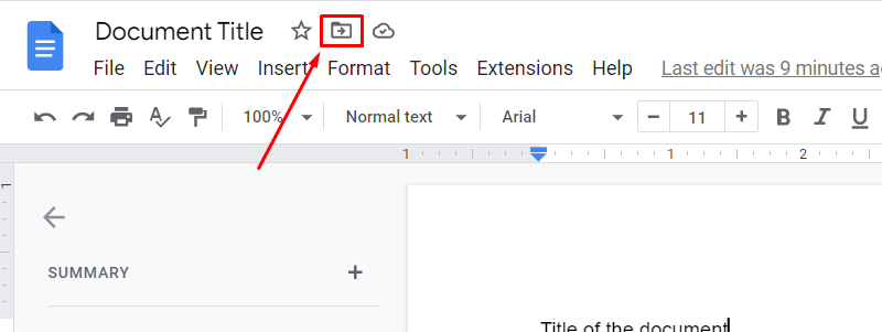 Where to find Google Docs document folder icon