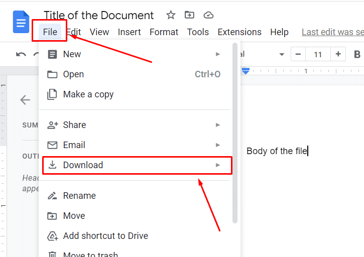 Download Google Docs file