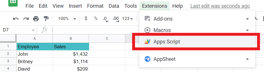 Google Apps Script Editor Location