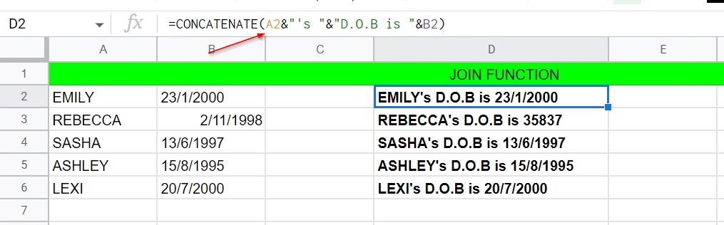 use concatenate for text and numbers