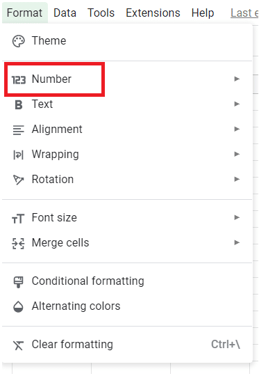 use the number option