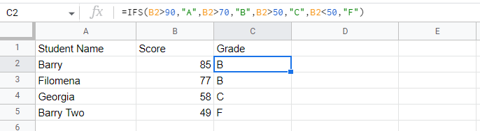 Using an IFS function instead of an IF function