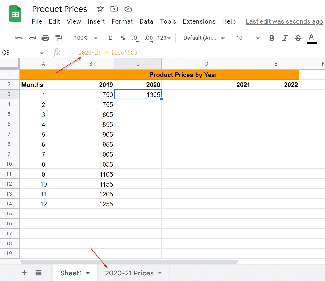 Using cell references from another sheet and range