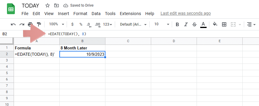 Using EDATE with Today in google sheets