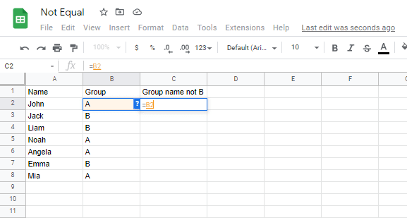 Using equals operator