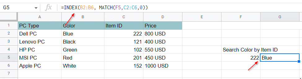 Using INDEX instead of VLOOKUP