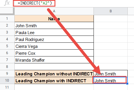 Using indirect formula to refer to a cell