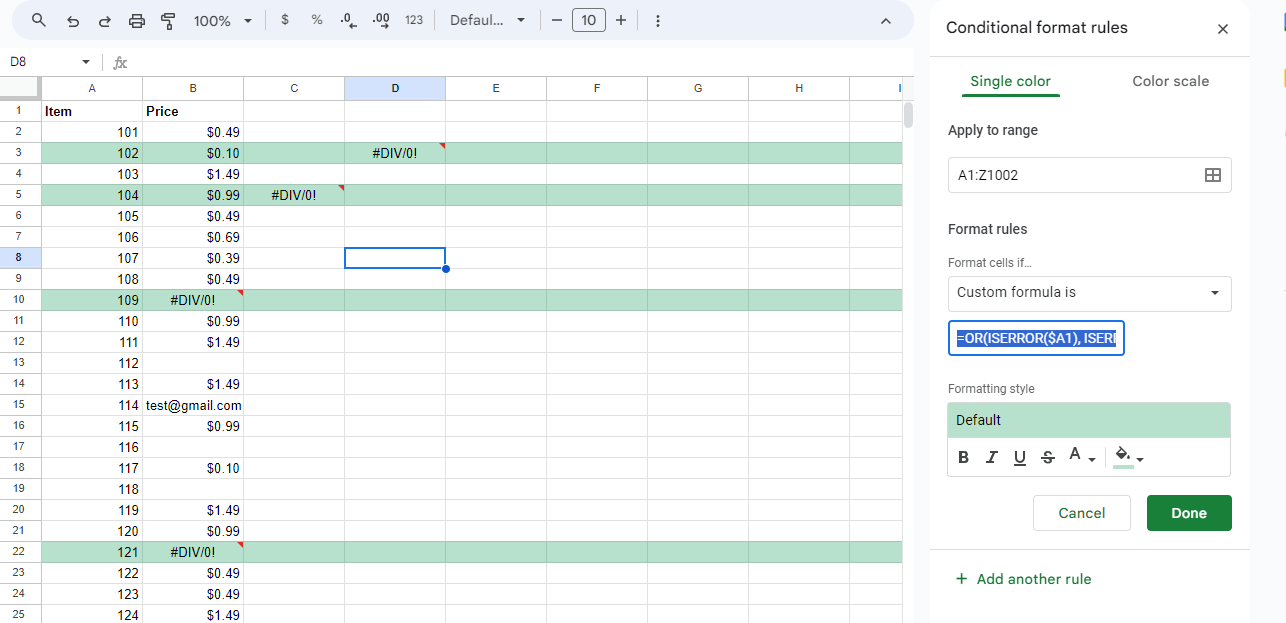 Nest the ISERROR function inside the OR function to check multiple columns.