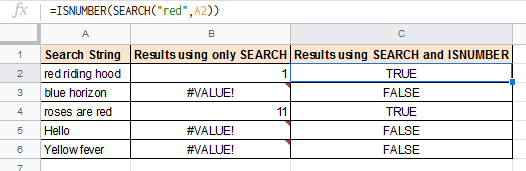 using ISNUMBER with search