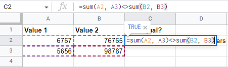 Using SUM with not equal to