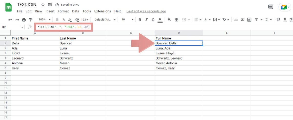 Using Textjoin in Google Sheets with different delimiters