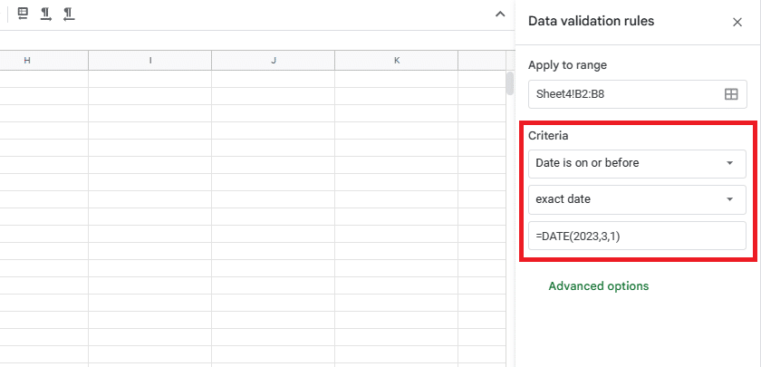 Using the DATE function as criteria