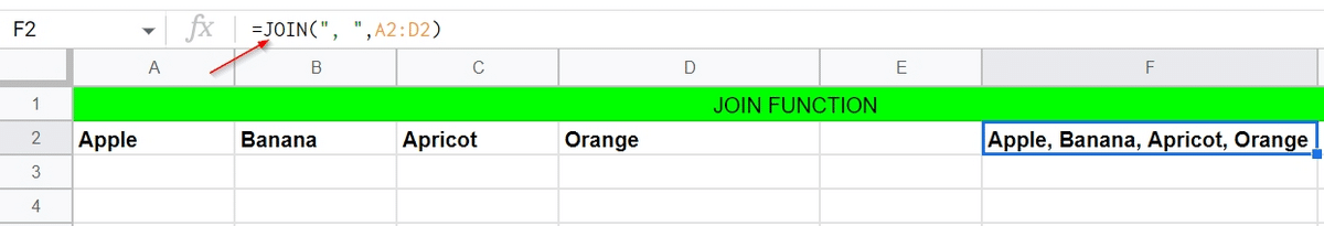 Using the Google Sheets Join Function for lists