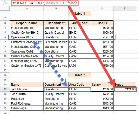 VLOOKUP with multiple criteria formula