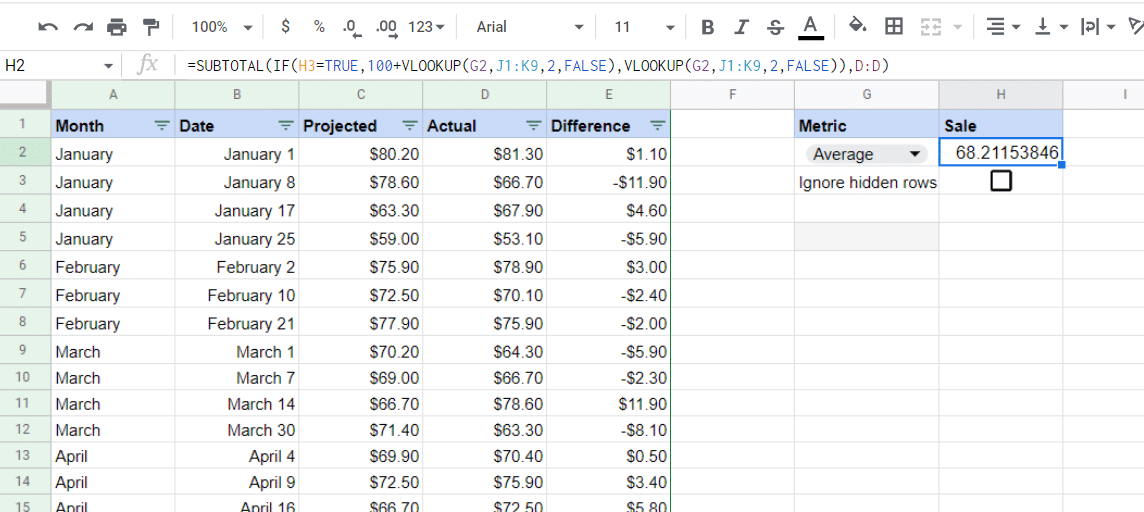 Vlookup with subtotal