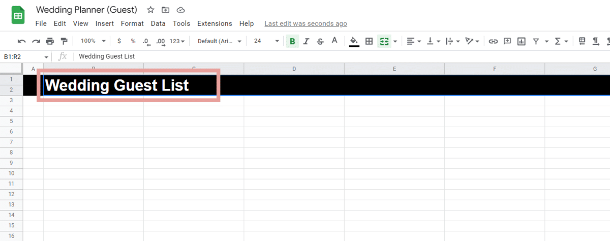 wedding planning spreadsheet for guests