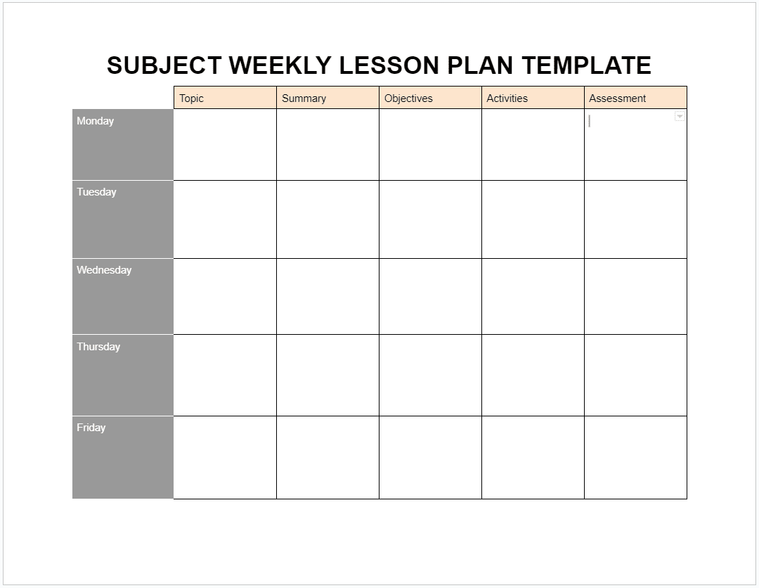 Weekly Lesson Plan