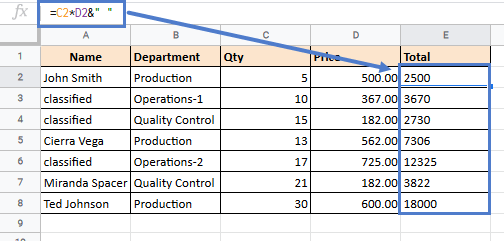 word replaced from within the formula