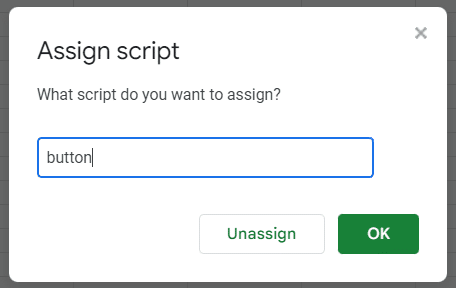 Write the name of the script which is the nme of the function “button” and click OK.