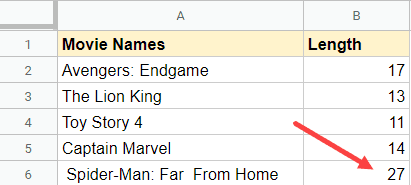 Wrong LEN function result because of spaces