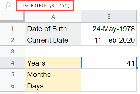 Years Elapsed between two dates